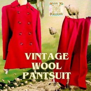 RED VINTAGE VIRGIN WOOL PANTSUIT